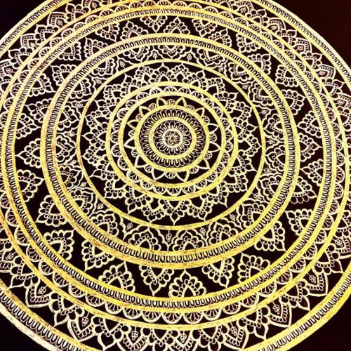11 X 14 black paper mandala drawn entirely in gold metallic pens. 

SOLD OUT! 
